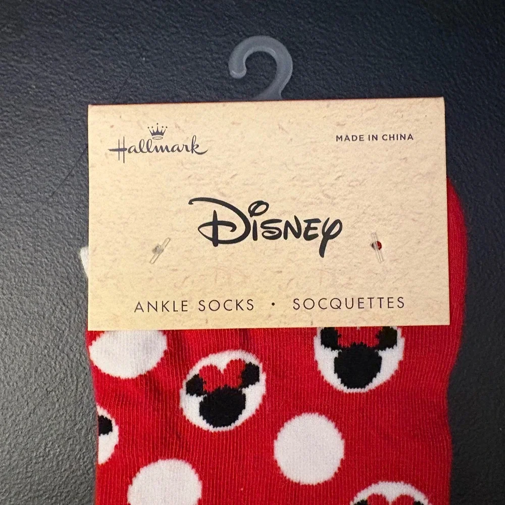 Disney Hallmark Minnie Mouse Ankle Socks Red Polka Dot One Size New